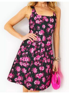 Lilly Pulitzer Leya Floral Jacquard Fit & Flare Dress Size 6